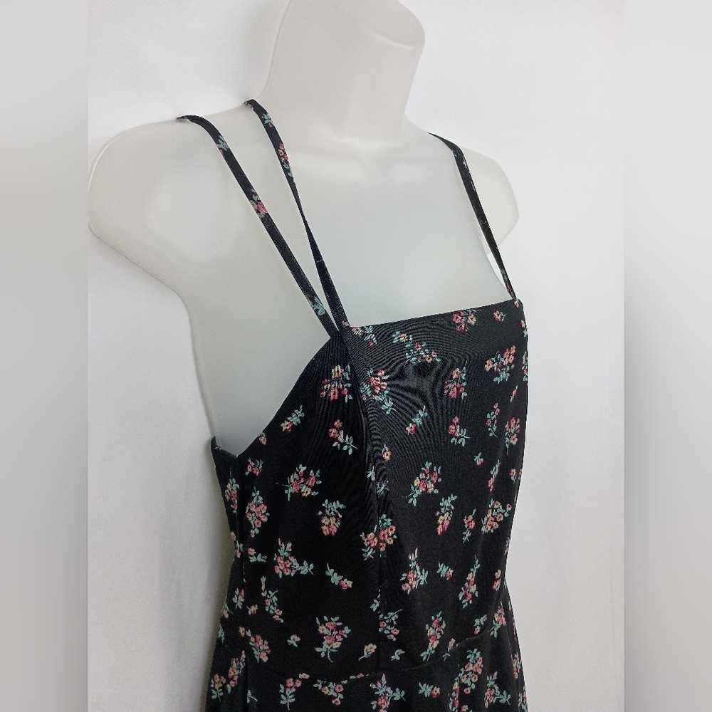 XHILARATION Whimsigoth Summer Fairy Ruffle Floral Black Romper Spaghetti Straps - Picture 6 of 10